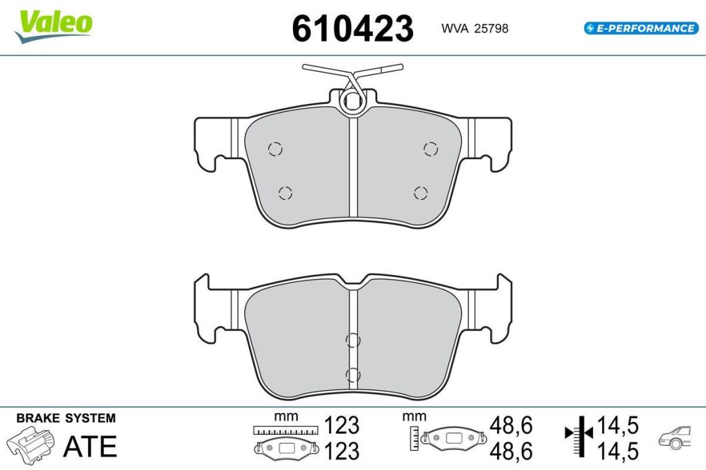 Jogo de 4 pastilhas de travão VALEO ref. 610423
